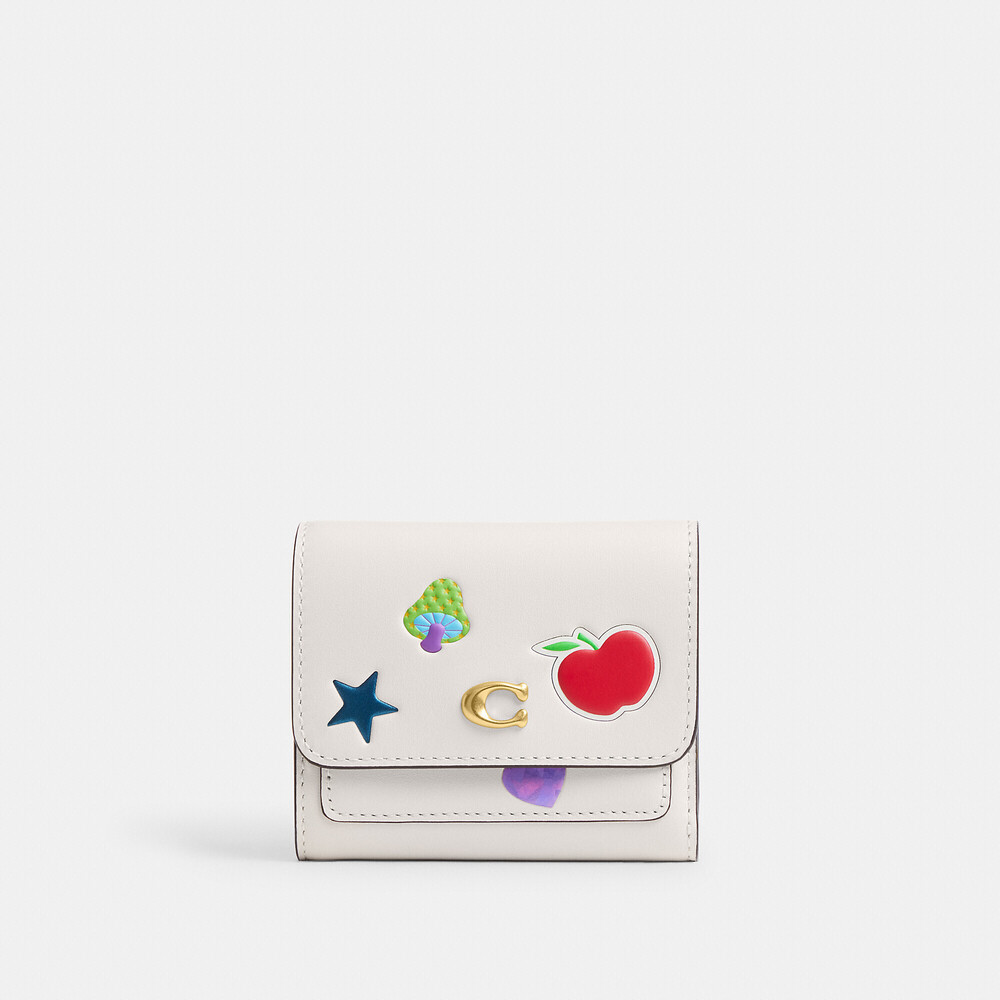 Coach Mila Small Flap Wallet With Sticker Print color brass/chalk MULTI